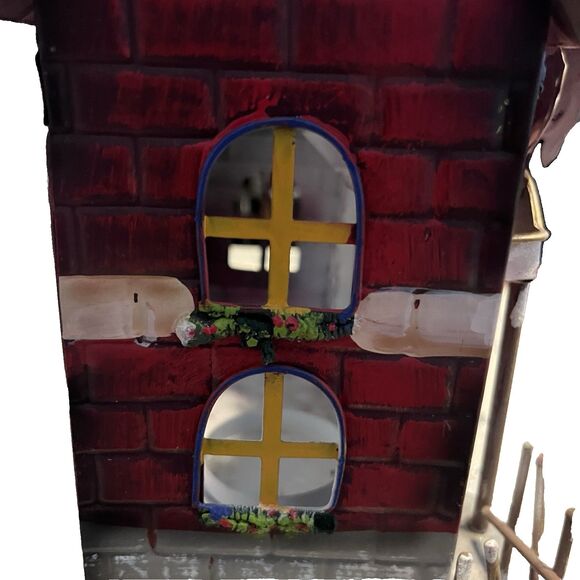 Metal Christmas House Lantern Santa Snowman Holiday Village Tealught Holder GUC - Picture 11 of 16